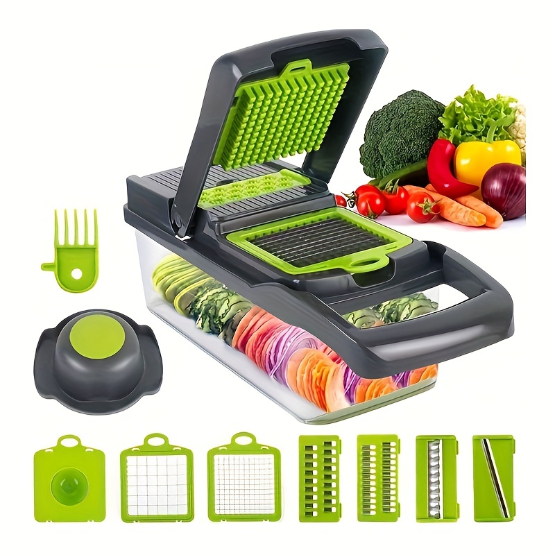 14/16/22pcs Set, Vegetable Chopper, Multifunctional Fruit Slicer, Manual  Food Chopper, Vegetable Slicer, Slicer With Container And Hand Guard, Onion  Chopper