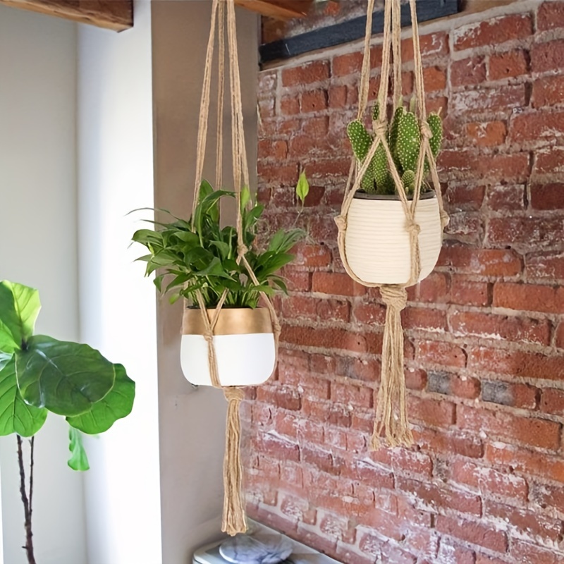 2pcs Gardening Greenery Flower Pot Hemp Rope Hanging Net - Temu