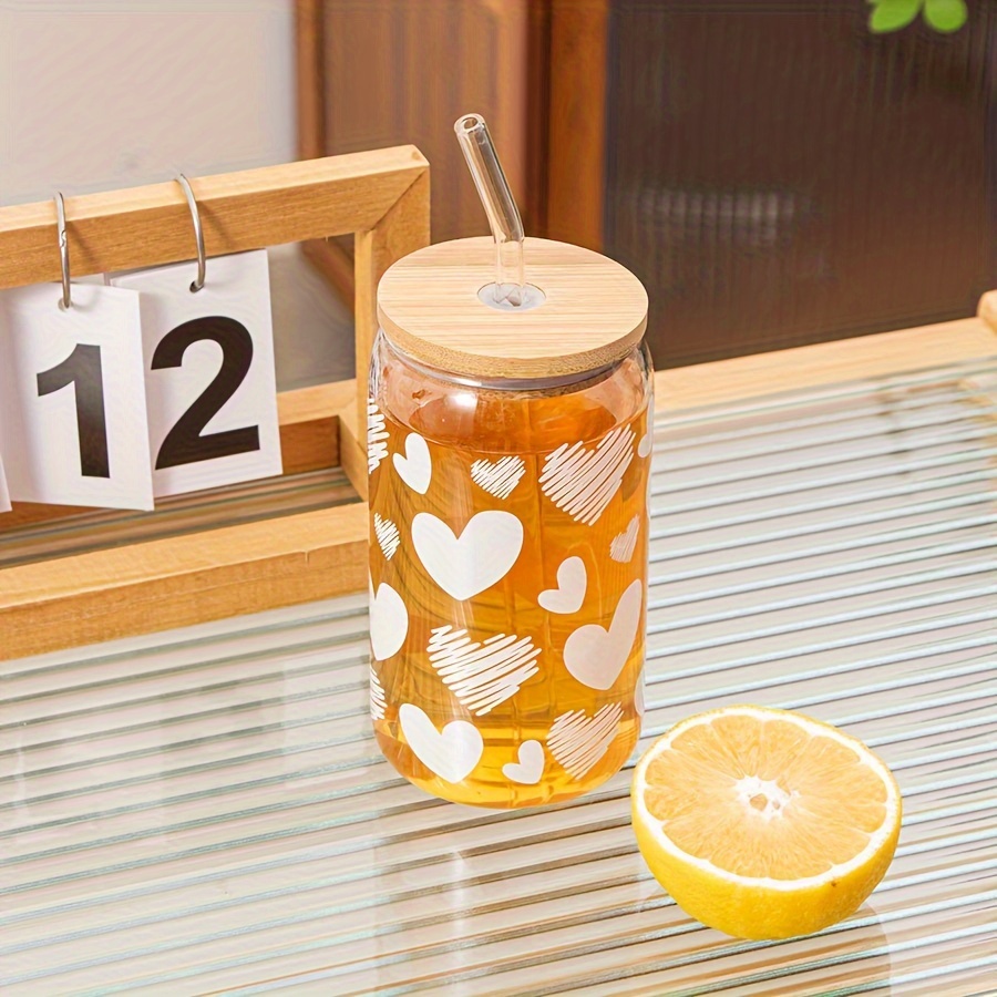 Ice Coffee Cups With Bamboo Lids And Glass Straws Halloween - Temu