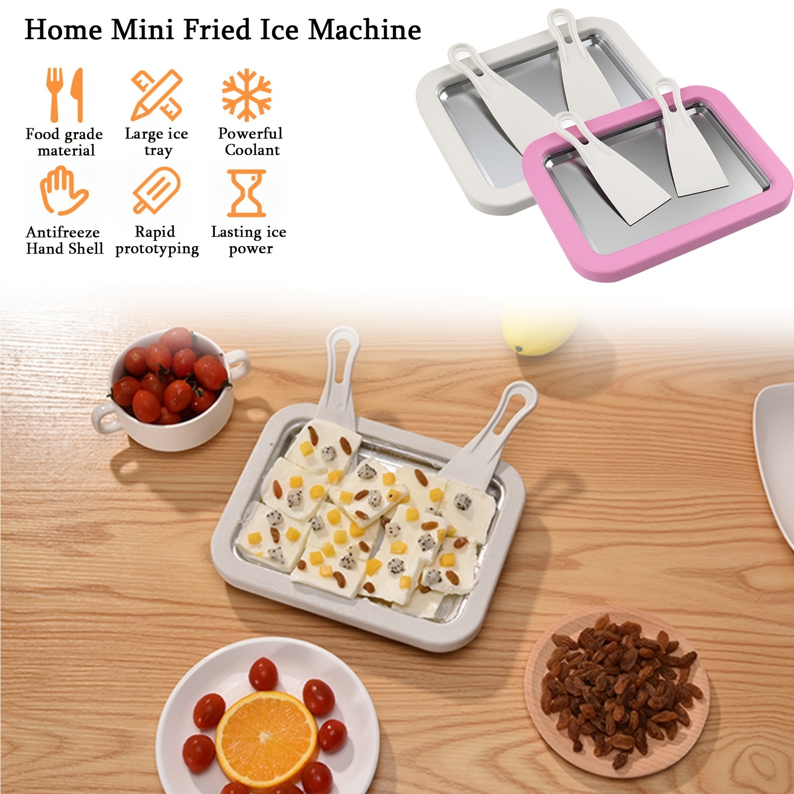 Instant Ice Cream Maker Fried Ice Machine Yogurt Frozen Sorbet Maker with 2  Fried Ice Shovels