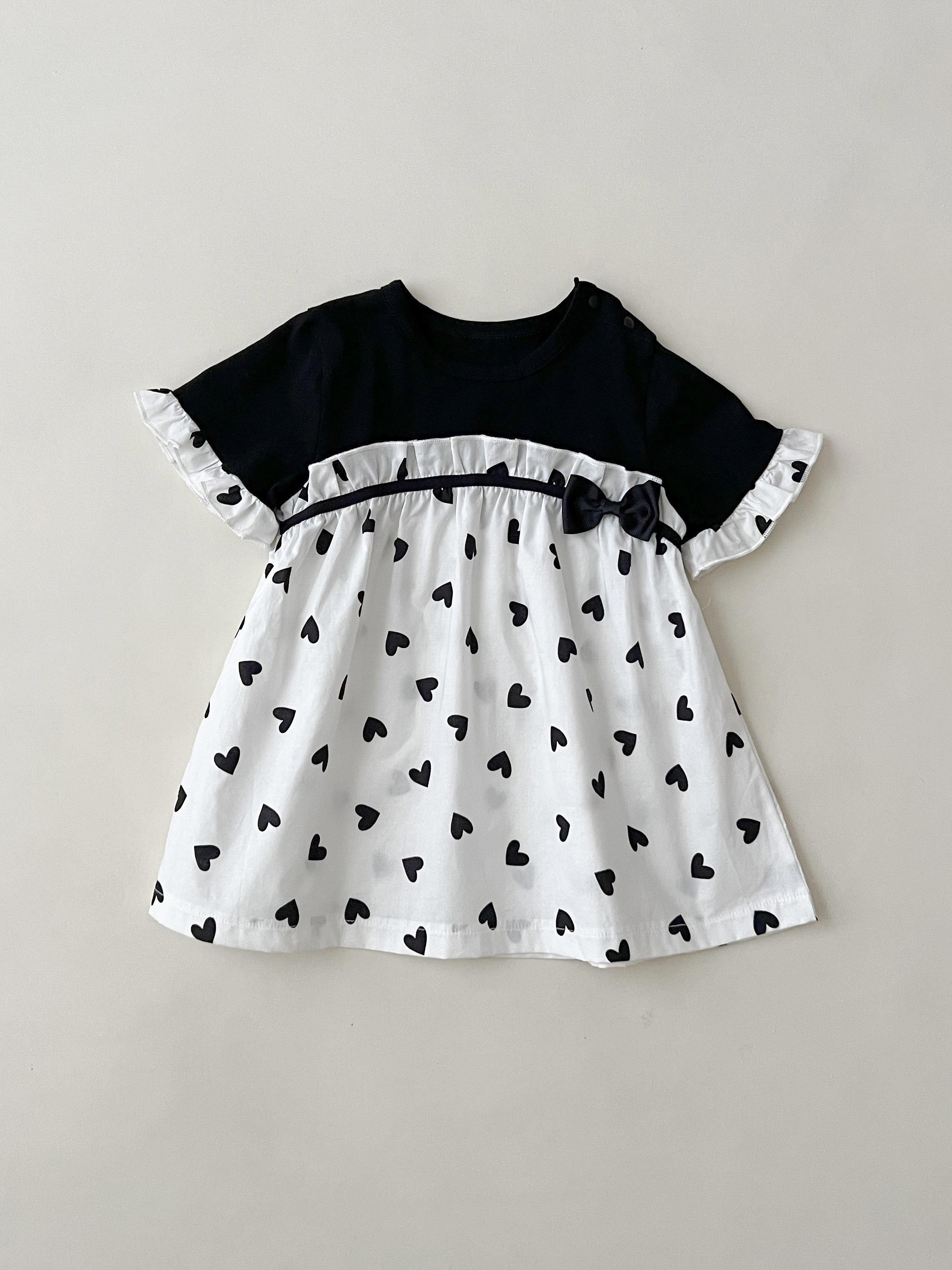 Baby Girl's Cute Bow Love Print Casual Dress Summer Clothing - Temu