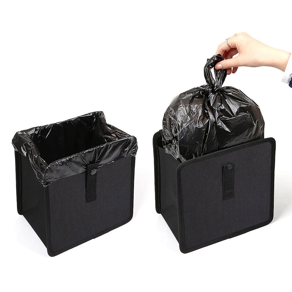 Car Trash Can Waterproof Auto Garbage Bin Spill Proof Container with Bag  Black