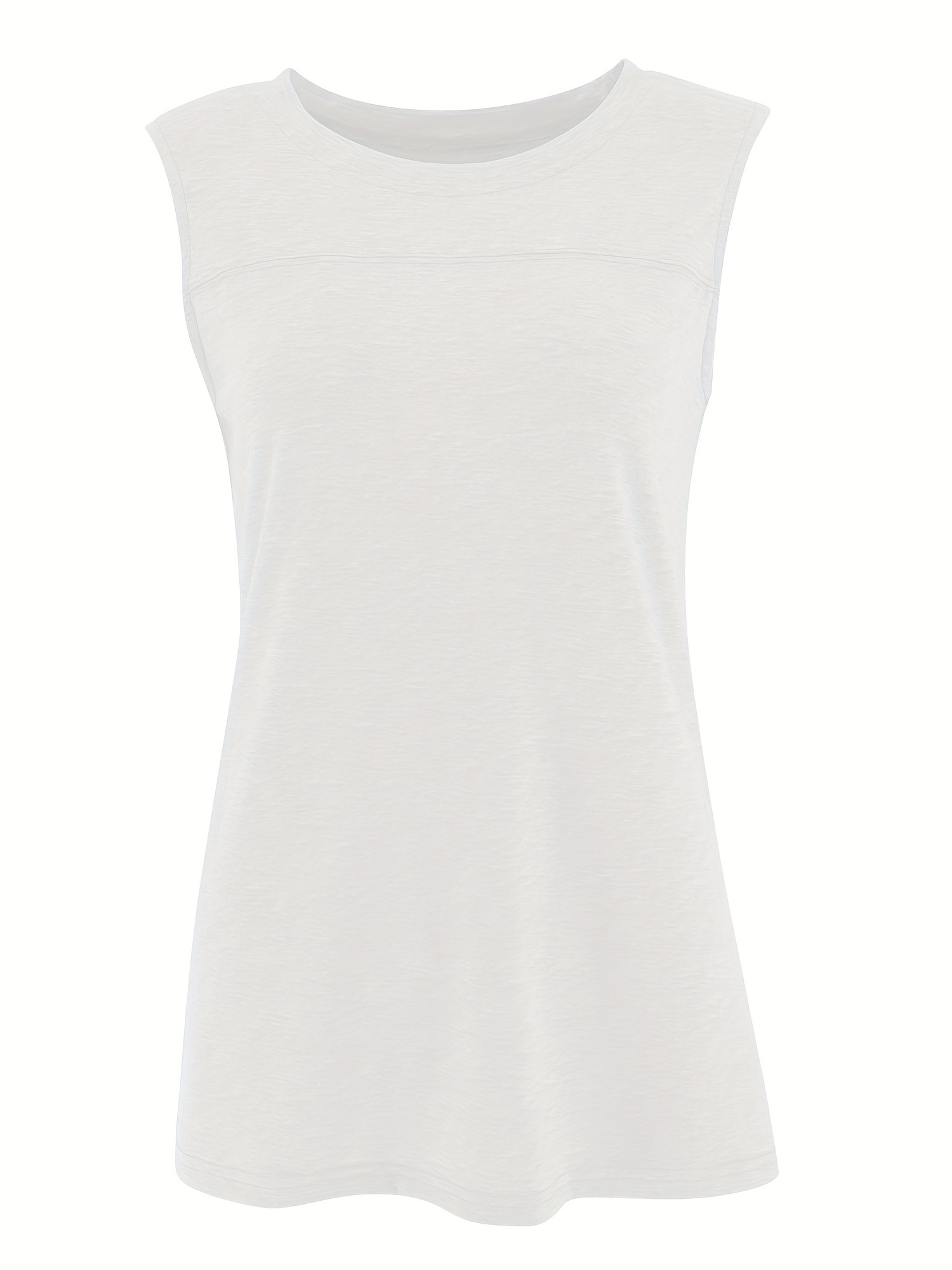 Sleeveless Tank Top Summer Casual Solid Crew Neck Women's Clothing