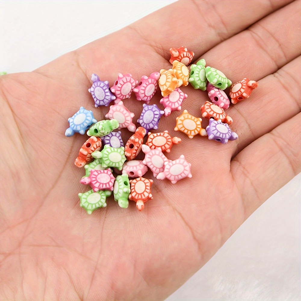 

50/100pcs Colorful Cute Turtle Spacer Beads For Jewelry Making Handmade Charm Diy Creative Bracelet Necklace Beaded Decors Craft Supplies