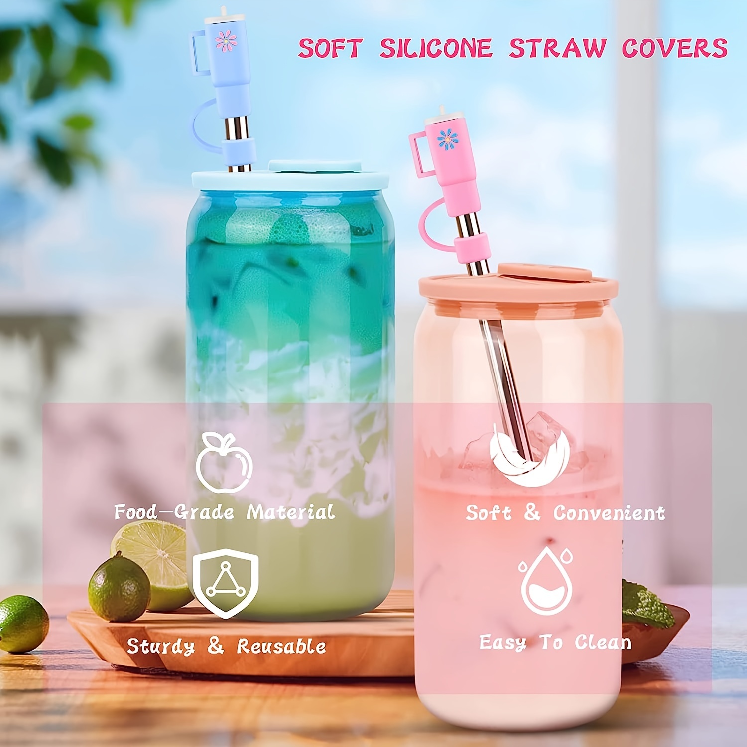 12-Pack Silicone Straws, Dustproof Reusable Water Bottle