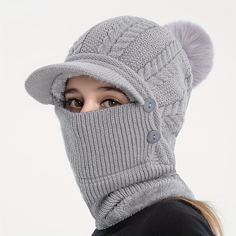 Passamontagna bambina grigio chiaro, cappello con cappuccio a