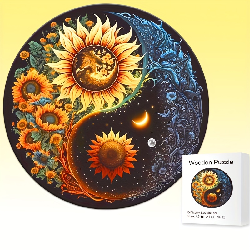 Yin Yang Puzzle En Bois, Soleil Créatif, Lune, Arbre De Vie, Décoration  Faite À La Main, Puzzle D'exploration Intéressant, Jouet Éducatif, Cadeau  De