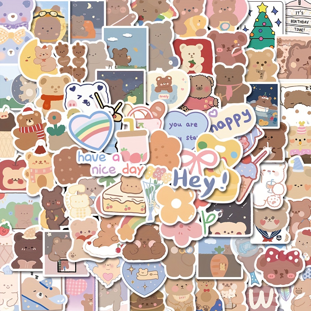  Cute Korean Bear Stickers Gifts for Girls Kids and Teens,  100pcs/Pack Small Kawaii Rilakkuma Stickers, Vinyl Waterproof Lovely  Aesthetic Stickers Decals for Laptop Water Bottles Phone Scrapbooking :  Electronics