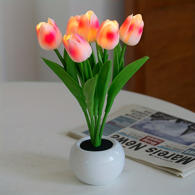 Tulipanes de luz LED, Lámpara de Escritorio tulipán, luz de