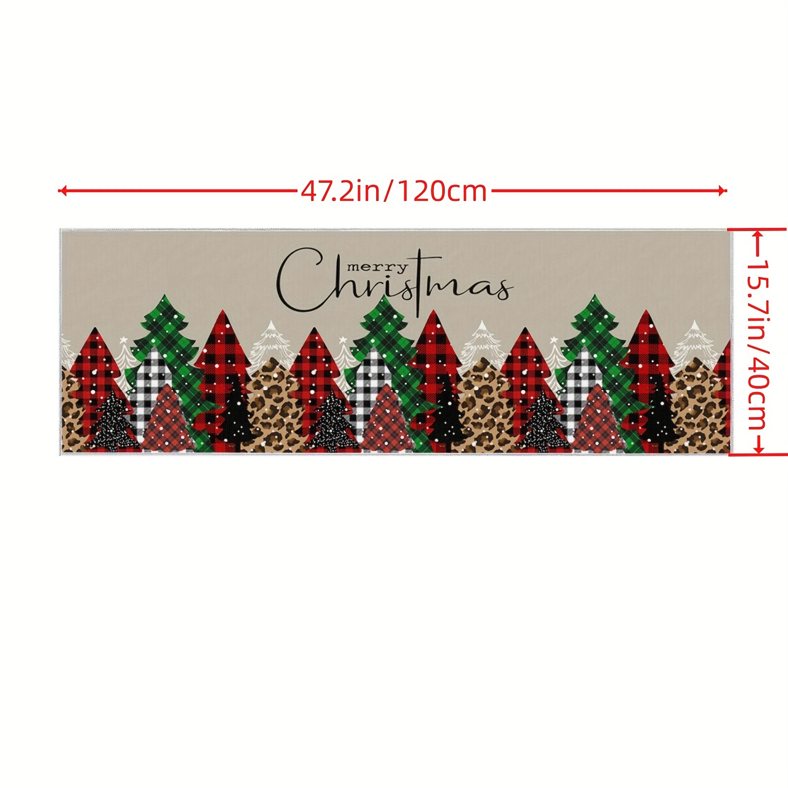 Christmas Tree Kitchen Rug Floor Mat Christmas Black And Red - Temu