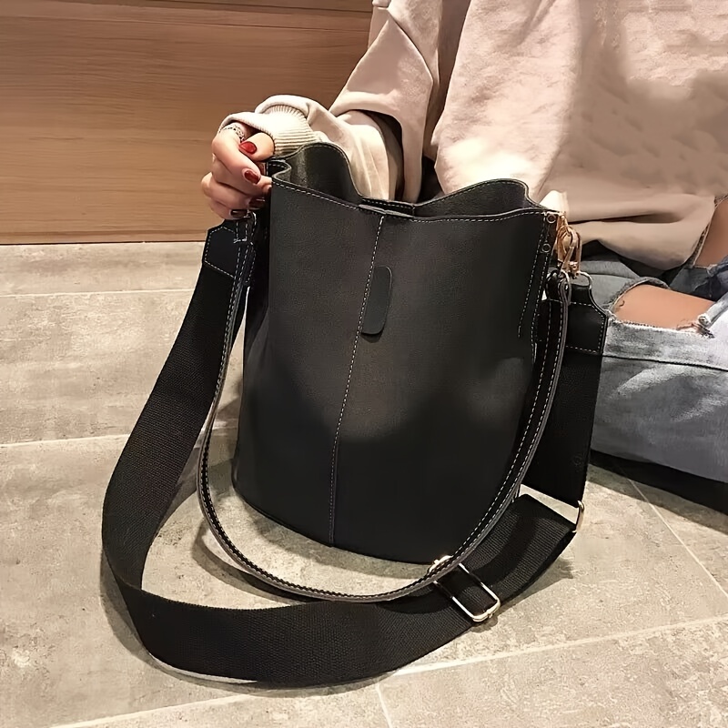 Minimalist Argyle Pattern Bucket Bag, Solid Color Satchel Bag, Drawstring  Design Bag For Work - Temu