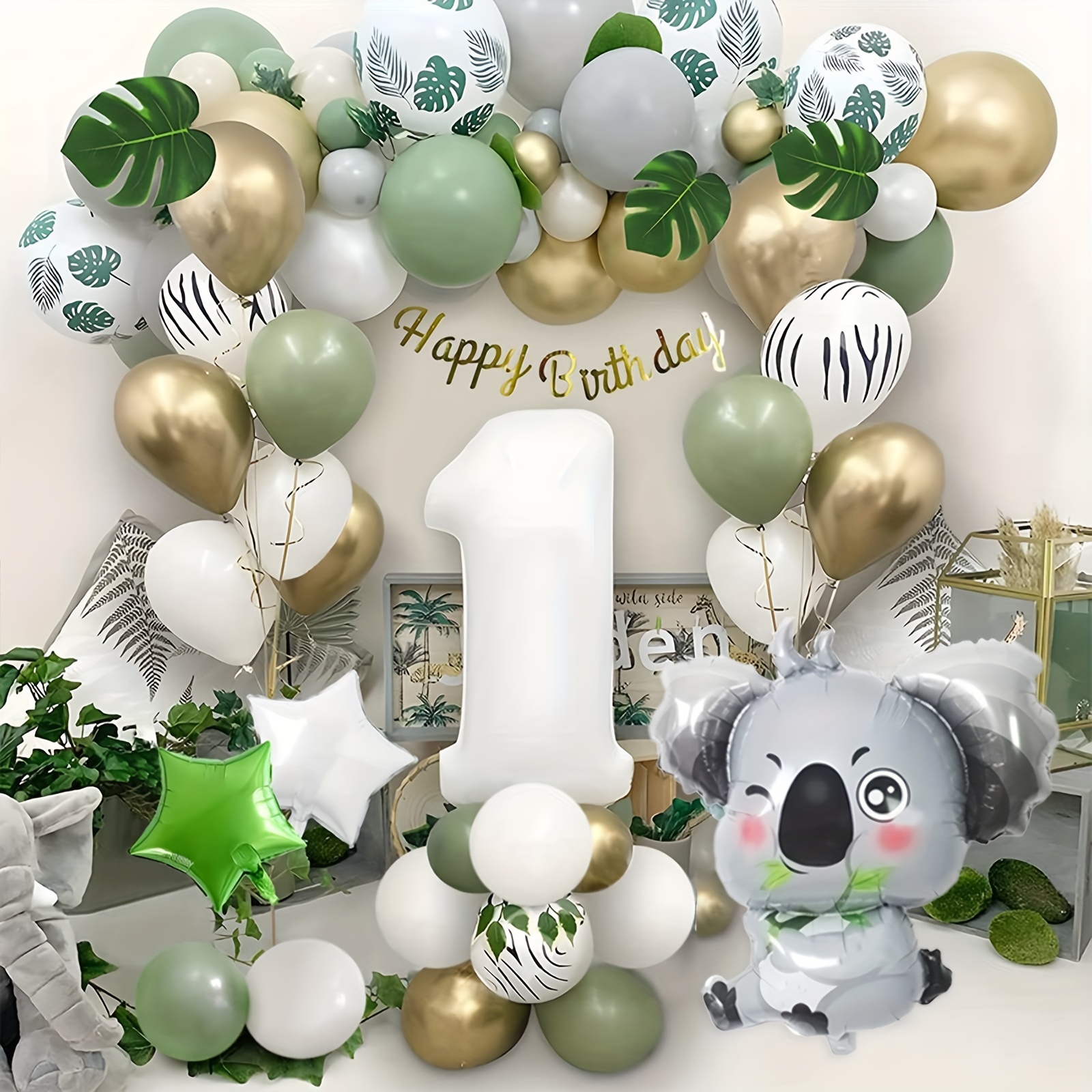 Juego de globos con números de 1 año, decoración de cumpleaños para bebé,  suministros para fiesta de cumpleaños YONGSHENG 8390612611452