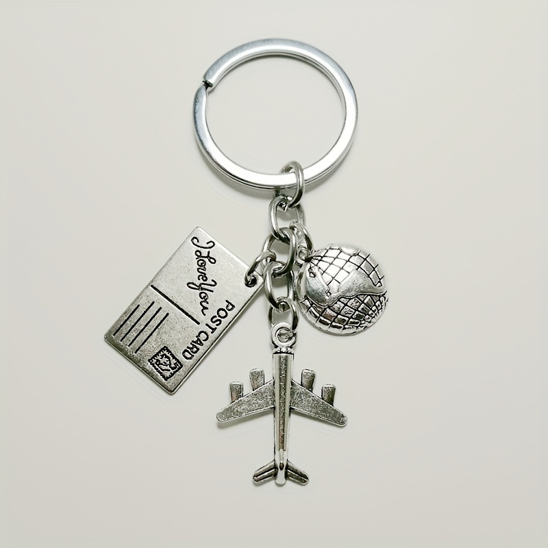 Creative Retro Airplane Metal Keychain Silvery Flight Shape Key Ring Bag  Ornament - Temu