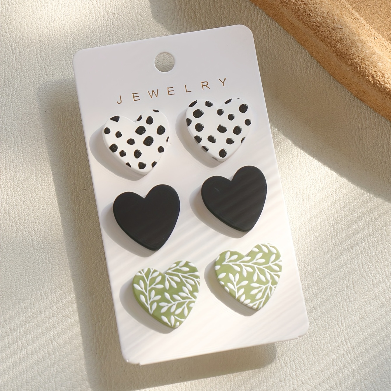 3 Pairs Tiny Heart Stud Earrings Set Acrylic Lightweight Female Earrings