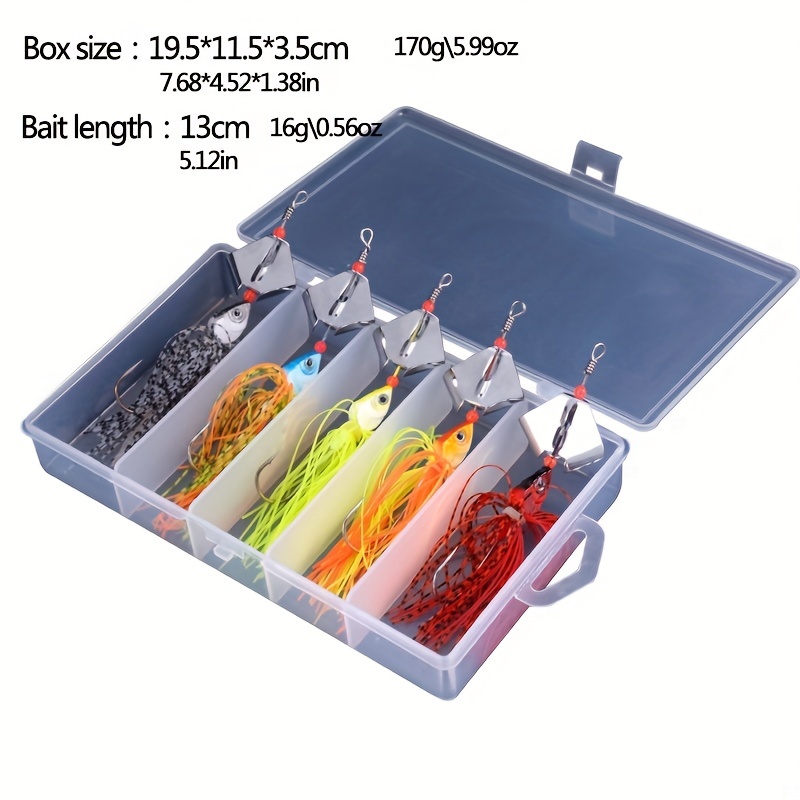 5pcs \ Box Chatter Bait Spinner Bait Weedless Fishing Lure - Temu