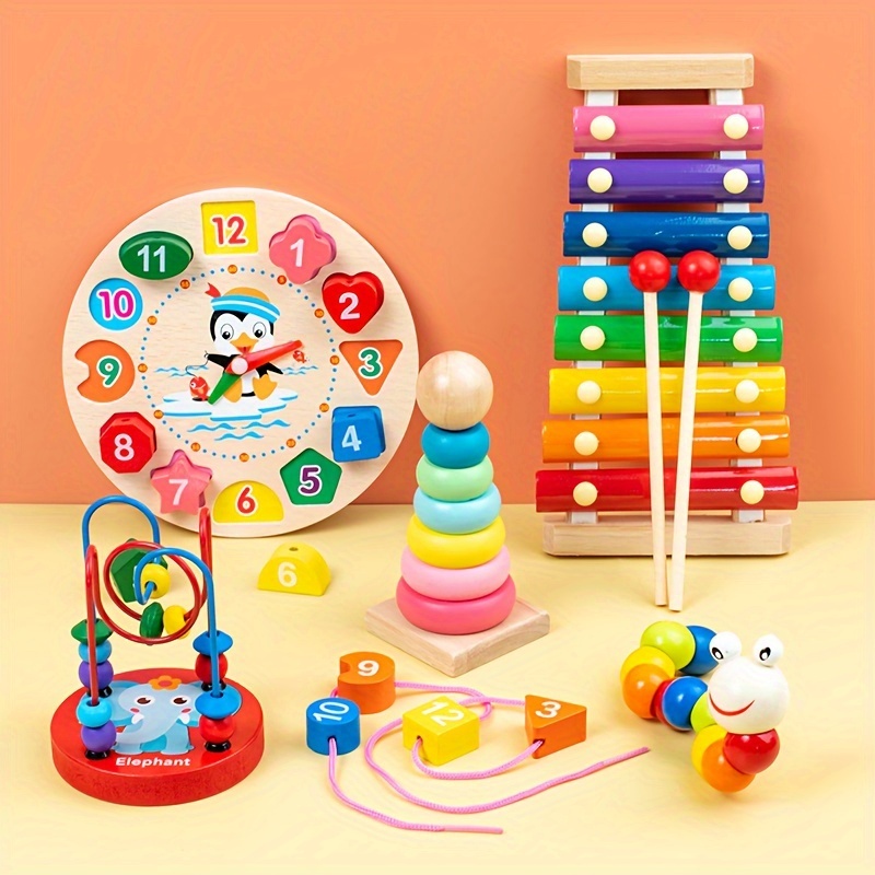 Mgichoom Enfilage de perles pour les tout-petits - Ensemble de jeu de  perles de bricolage - Montessori