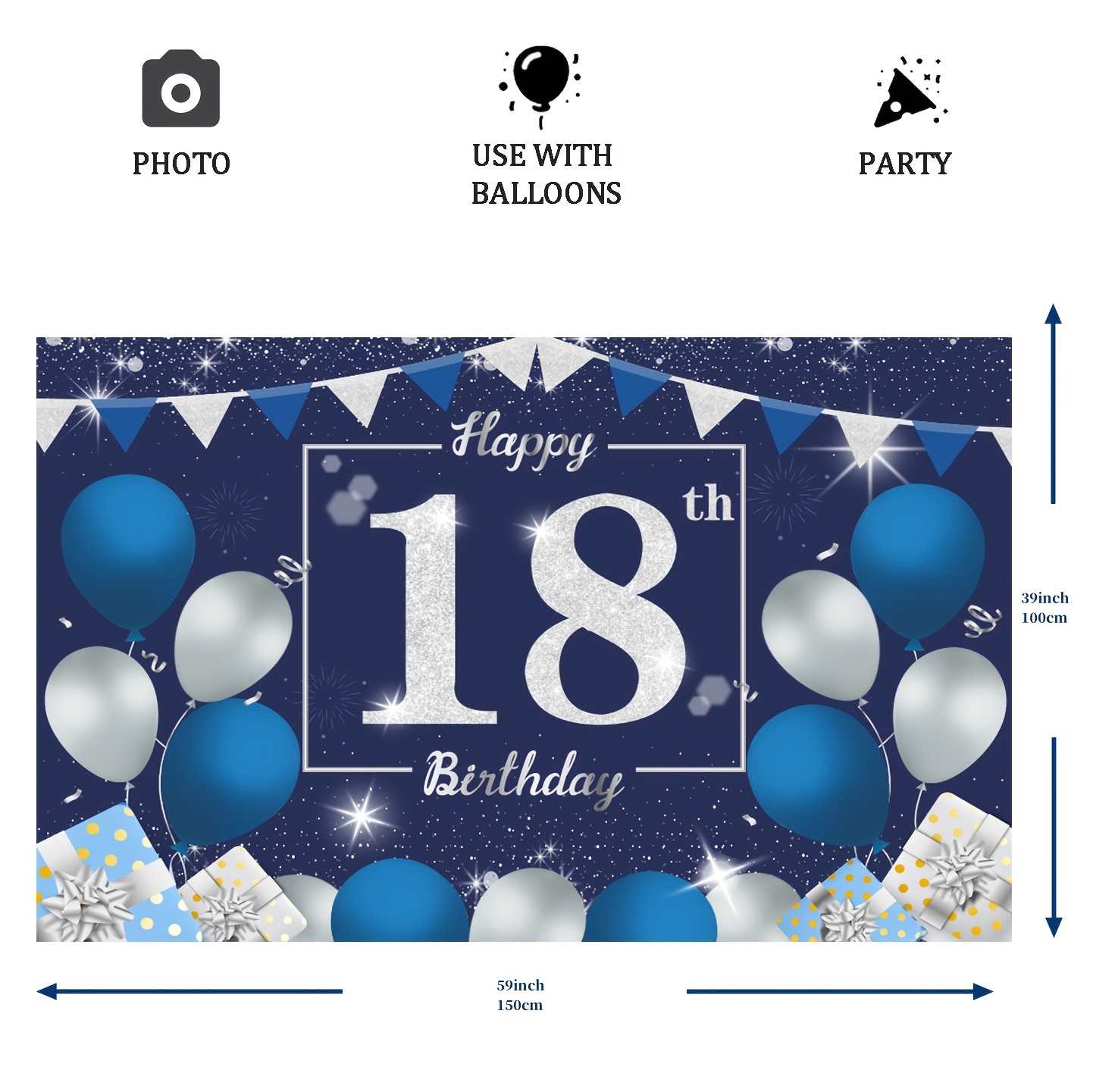 Pancarta 18 cumpleaños + banderines de segunda mano por 9 EUR en Premià de  Mar en WALLAPOP