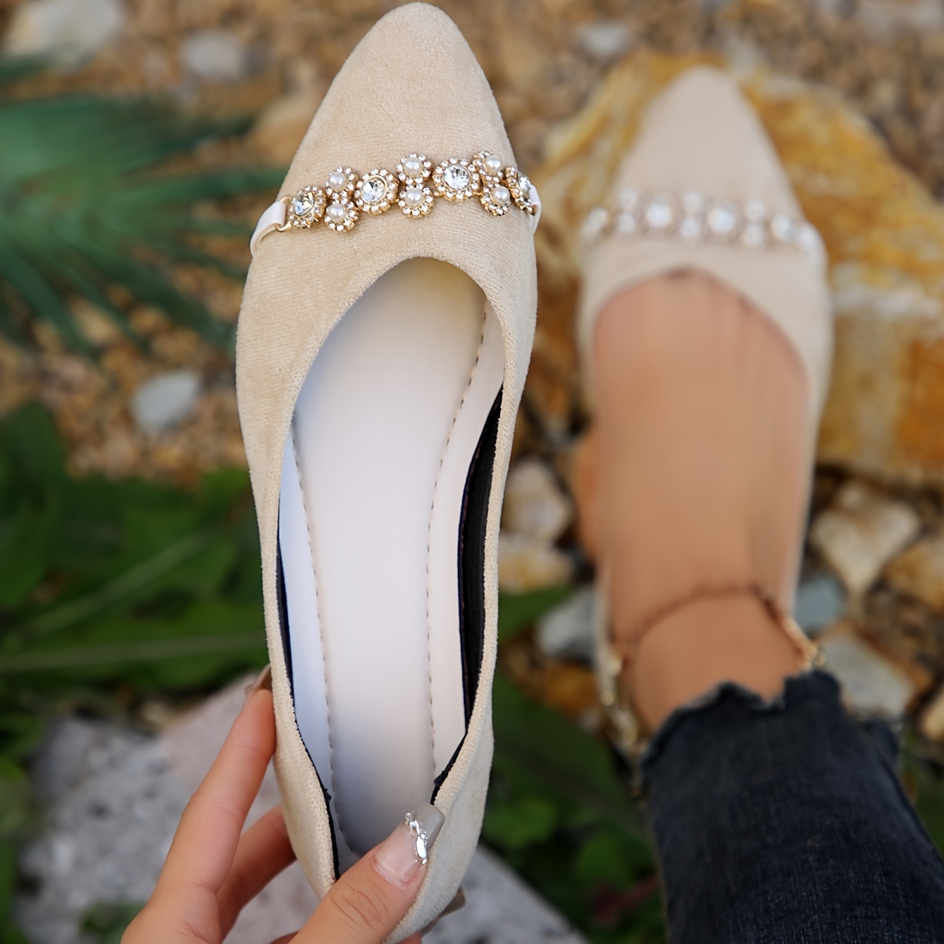 Scarpe Piatte Decorazioni Strass Donne Punta Appuntita E - Temu Italy