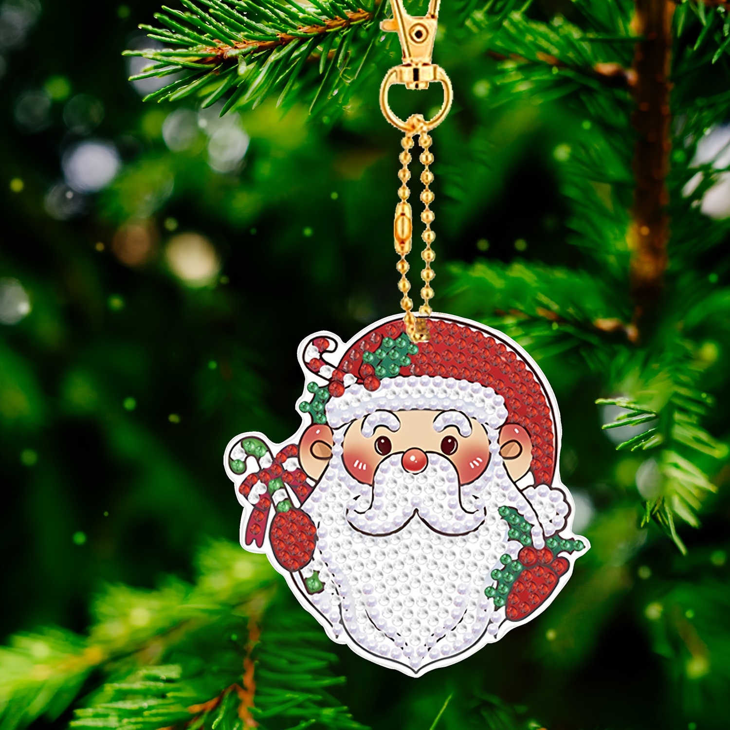 Diamond Painting Christmas Keychain Pendant Santa Claus - Temu