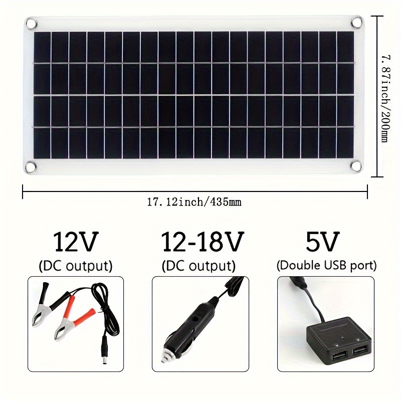 1pc solar panel kit 12v 18v charge battery with 30a 60a controller module 2 usb port cell battery power bank for phone rv car