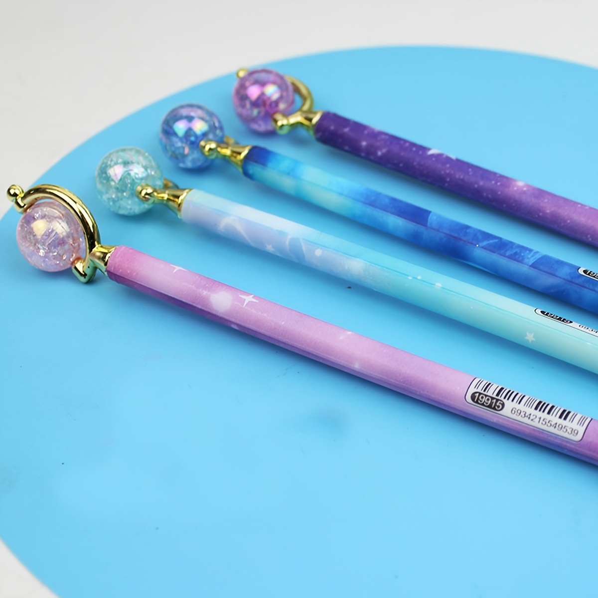 4pcs of Dreamy Starry Glass Planet Gel Pens - Make Writing Magical!