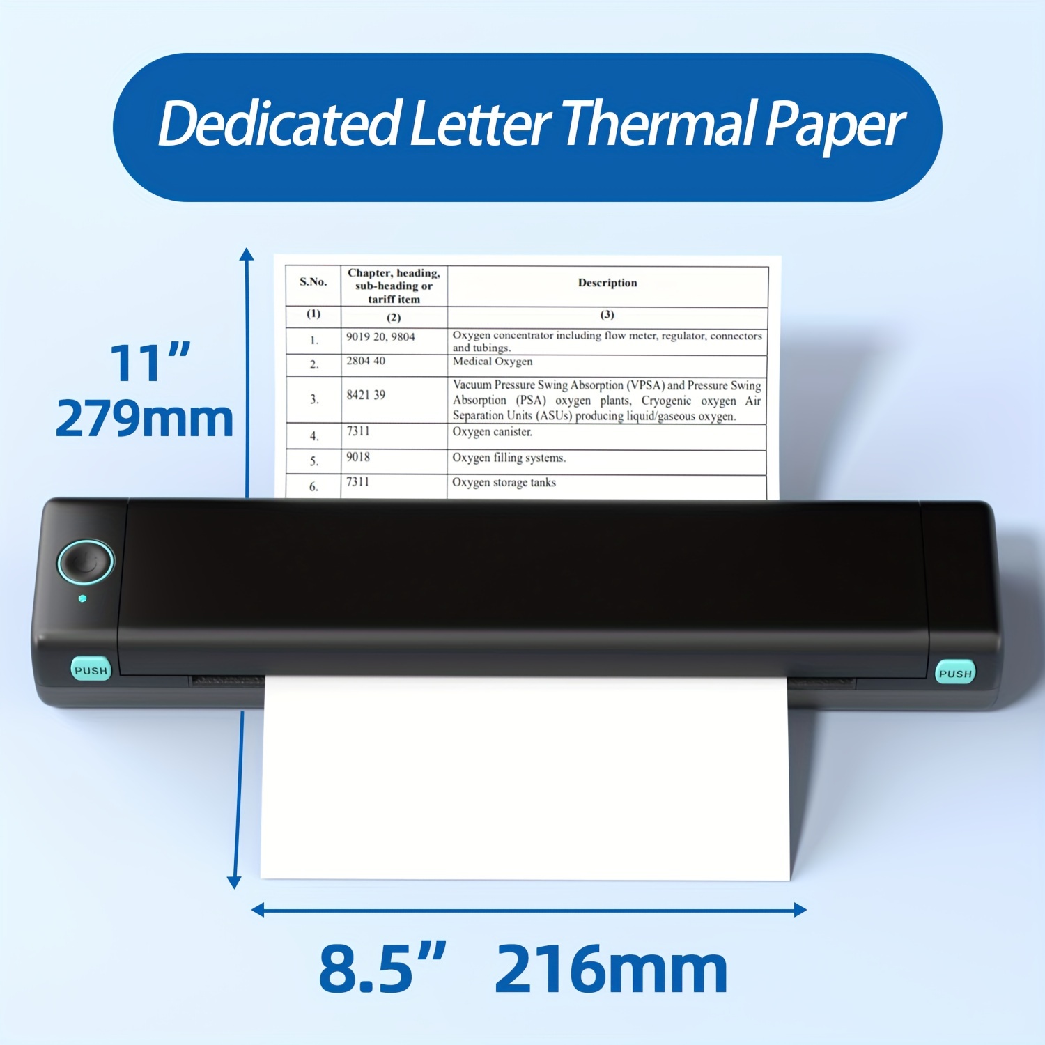 Itari Papel para impresora térmica de 8.5 x 11 pulgadas, carta de EE. UU.  para impresora portátil M08F, papel térmico multiusos de 100 hojas