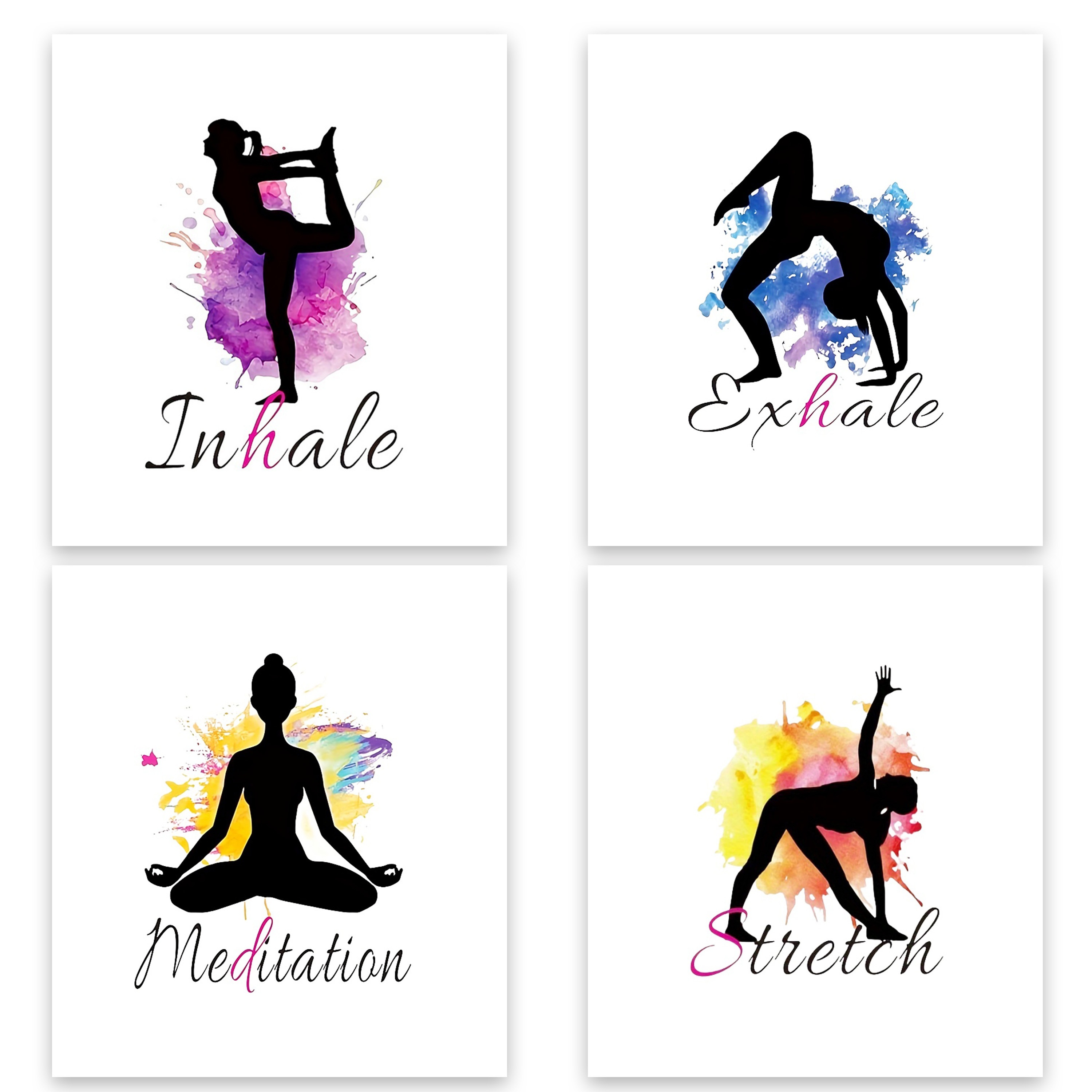 Grande conjunto de símbolos da ioga cartazes para a parede • posters  postura, físico, pilates