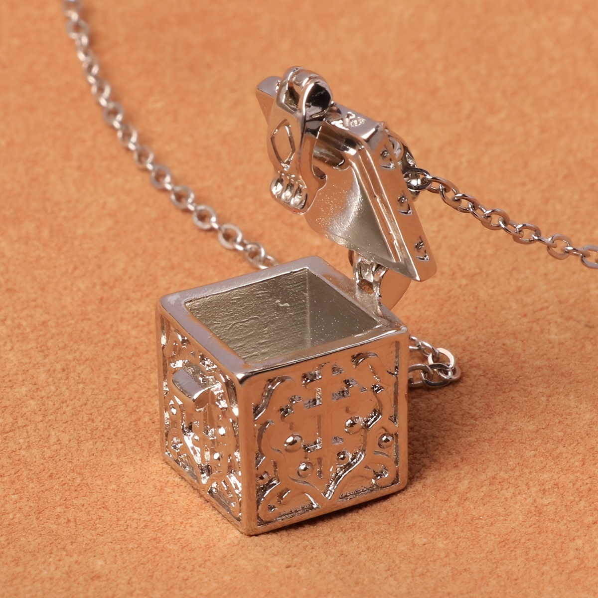 Carved Openable Magic Box Pendant Necklace