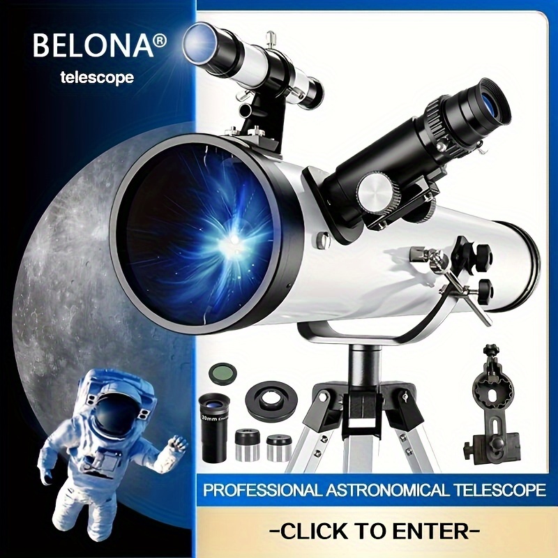 Telescopio astronómico para adultos y niños, telescopio astronómico para  principiantes de 80mm con trípode de Refractor de montaje en teléfono 10x -  AliExpress