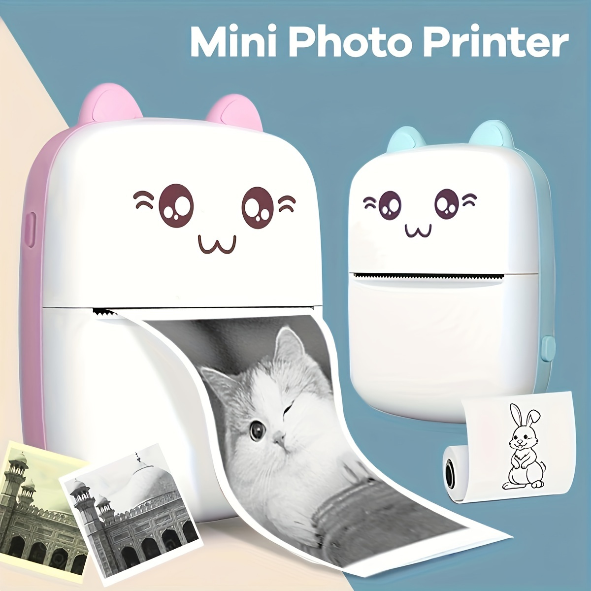 Mini Imprimante Photo, Imprimante Détiquettes Thermiques Avec