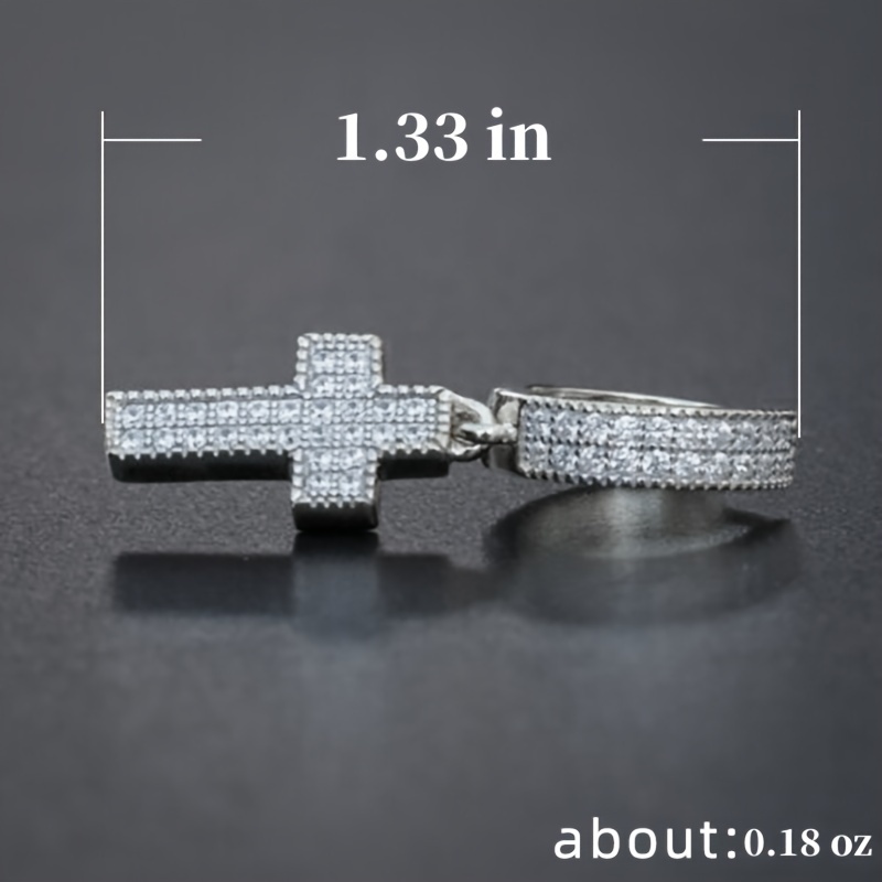Punk Style Cross Rhinestone Dangle Earrings for Men