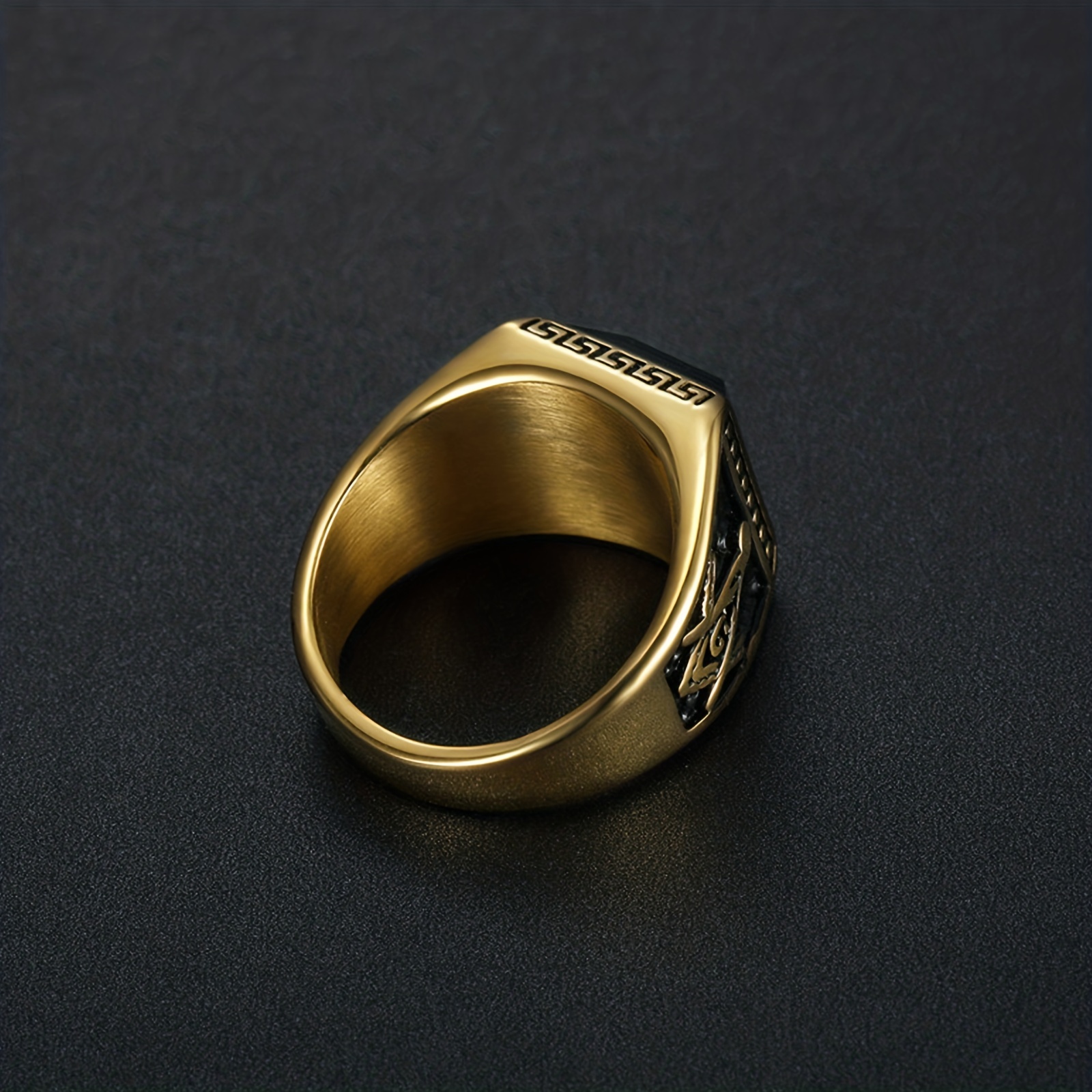 Men's Vintage Lettering Ring, Unique Design