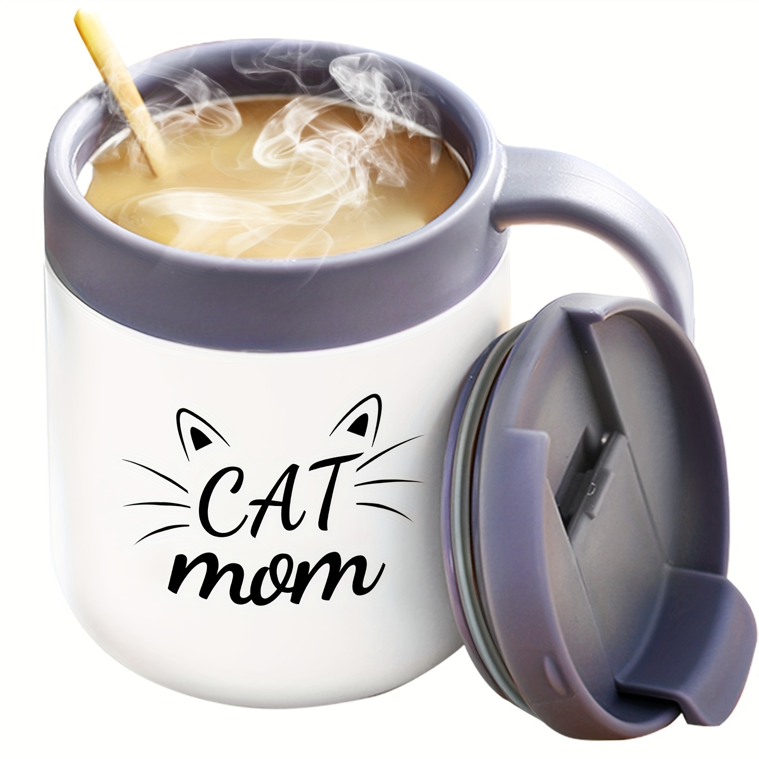 Cute Funny Gift Mug For Cat Mom, Insulated Coffee Mug With Handle