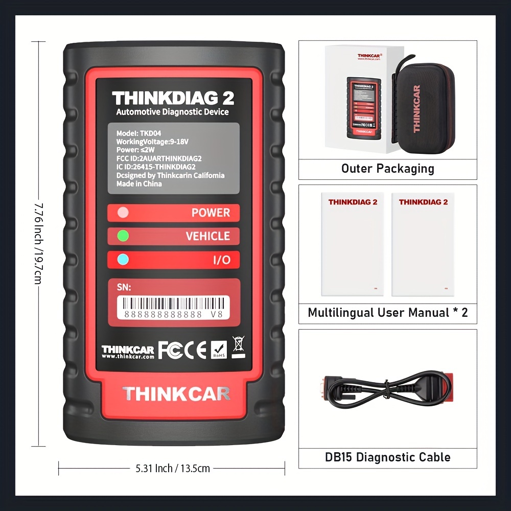 THINKCAR ThinkDiag 2 CAN FD OBD2 Scanner With ECU Coding
