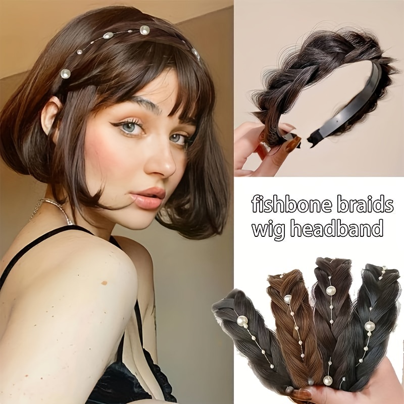 Anvazise Women Headband Fishbone Braid Wig Girls Bohemia Twist Braided Hair  Band Hair Accessories 