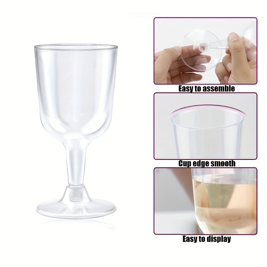 50pcs, Clear Plastic Wine Glasses, 5.07oz Plastic Wine Tasting Glasses,  Reusable Round Wine Cups, Pudding Beer Champagne Dessert Cups, Home Bar  Party