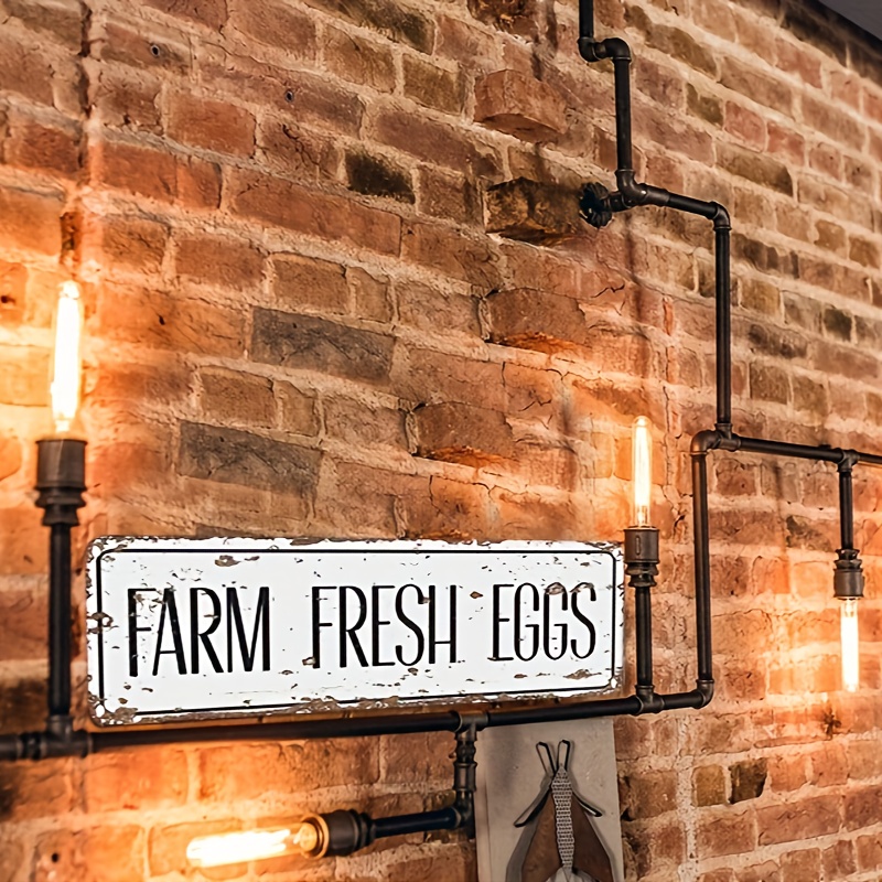 

1pc Metal Logo Farm Fresh Eggs Vintage Logo Vintage Logo Art Board Logo Bedroom Kitchen Garden Wall Bar Club Coffee Hanging Logo Decoration 4x16 Inches