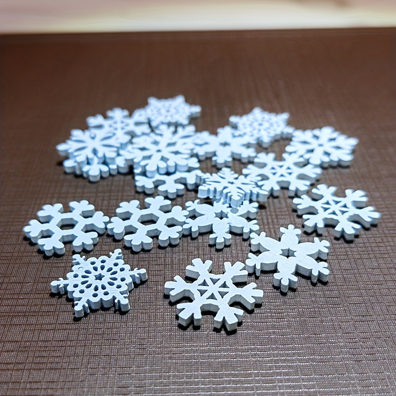 50pcs, White Wooden Snowflake Holiday Party Decorations, Scene Decor, Festivals Decor, Room Decor, Home Decor, Offices Decor, Theme Party Decor, Christmas Decor