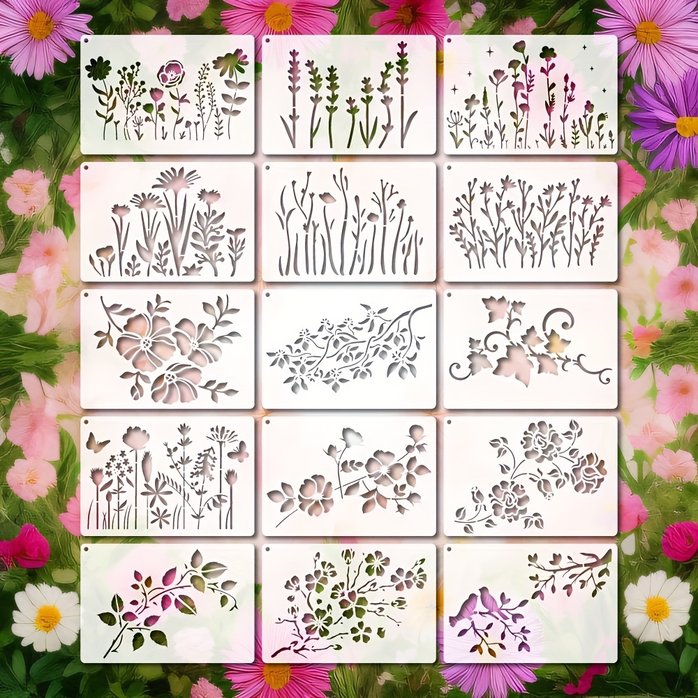  16 Pieces Wildflower Stencils for Painting, Reusable Small  Spring Wild Flower Stencils Wall Stencils, DIY Small Drawing Template  Stencil for Painting on Wood Wall Canvas Home Decor(5x6Inch) : Tools & Home