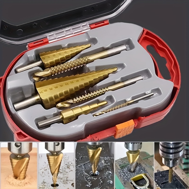 

Pagoda Drill Serrated Drill 6-piece Set Of Titanium Plated Pagoda Drill Bits, Woodworking Hole Expanding And Grooving Pagoda Drill Plastic Box Set