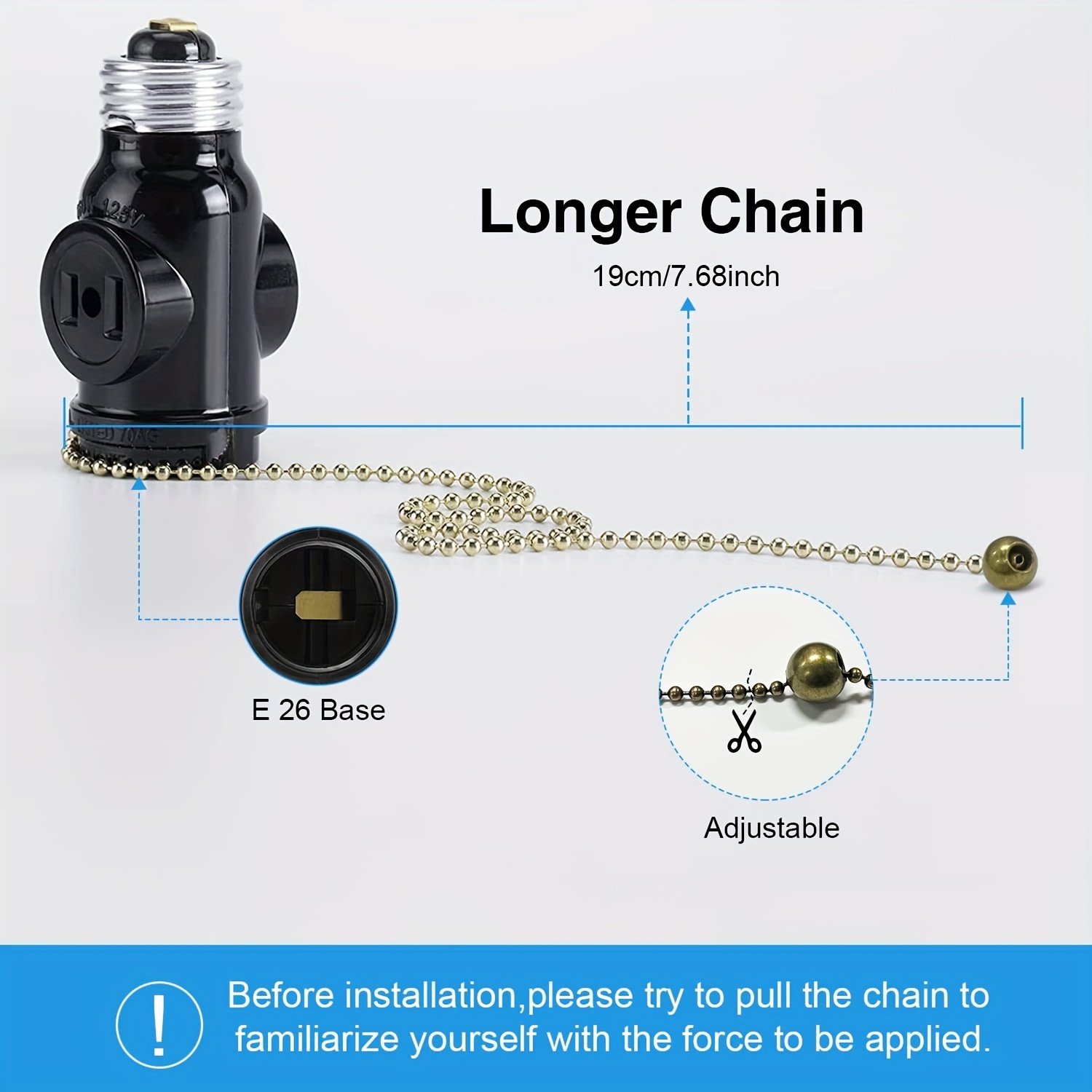 E26 Light Socket Plug Adapter Ul Listed Adapter Pull Chain - Temu
