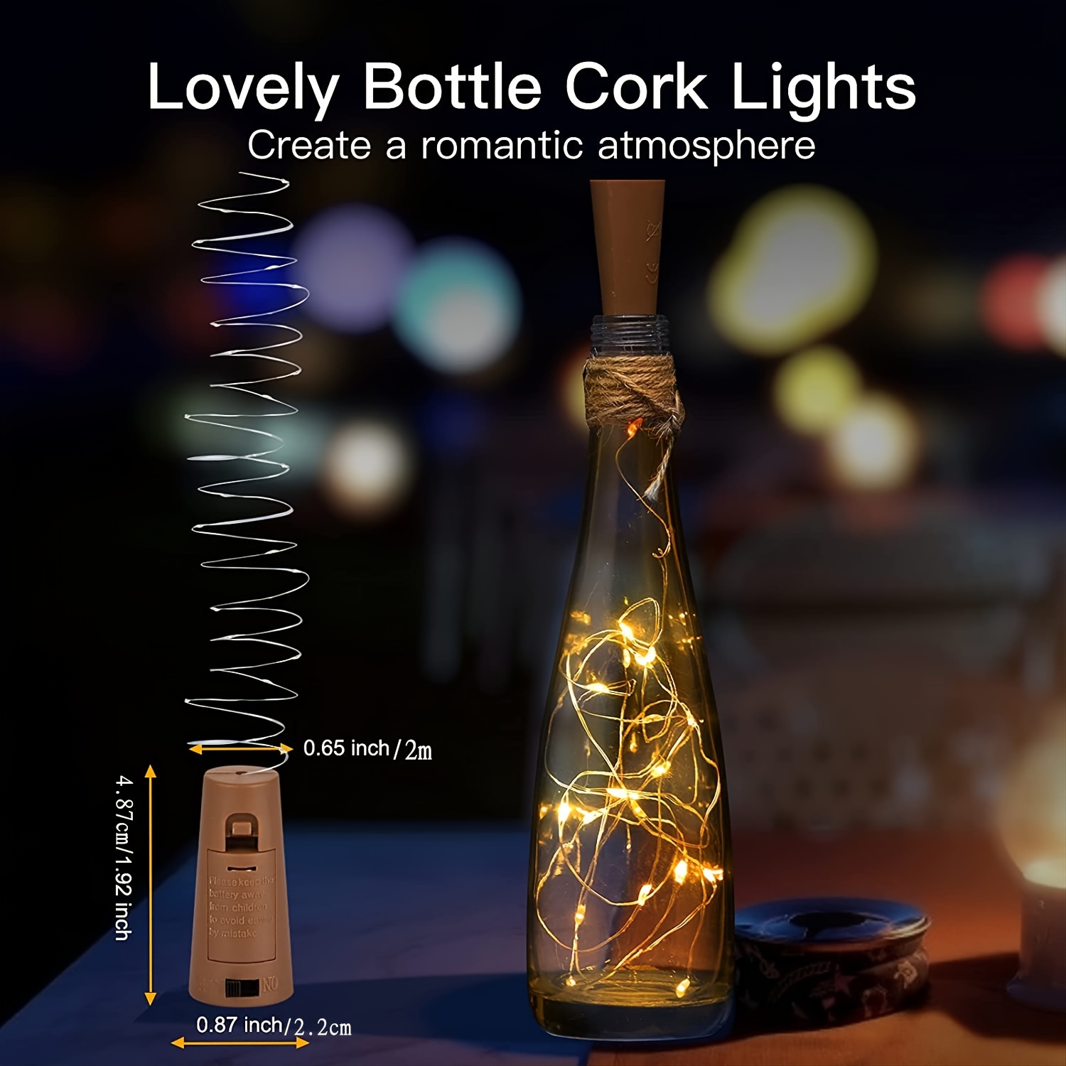 Bouchon de bouteille avec Fil Lumineux avec 8 LED
