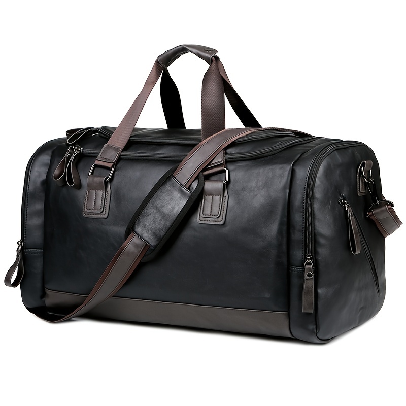 Buy Travel Duffle Bag Men Women Heavy Duty Canvas Overnight Weekender  Genuine Leather 50L Gray - MyDeal