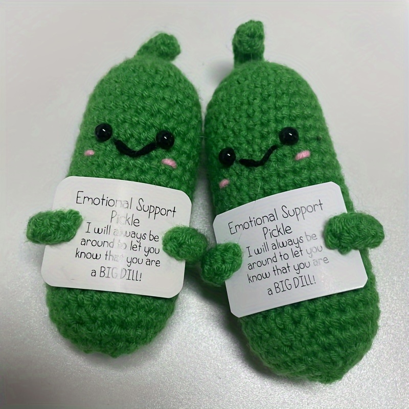 2pcs Emotional Support Pickled Cucumber Gift, Crochet Emotional