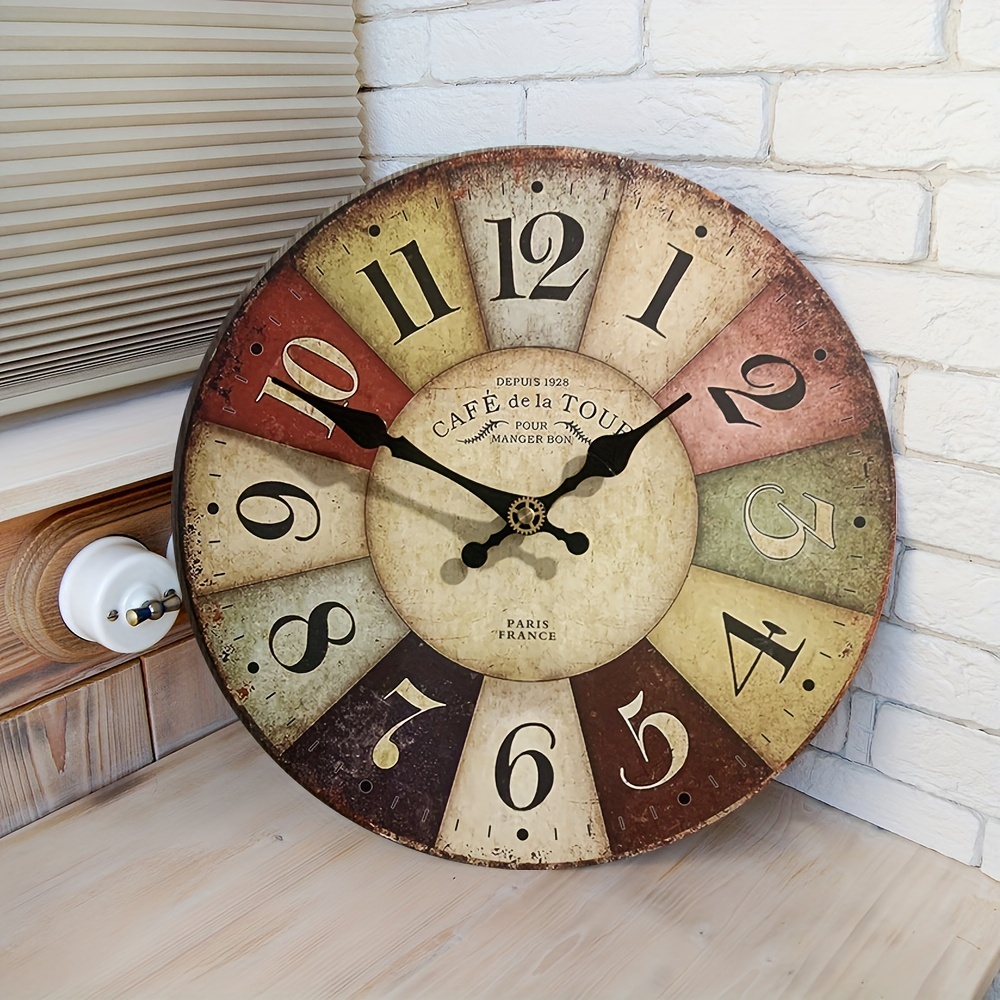 European Retro Silent Wall Clock Fashion Gears Rotate 24 - Temu