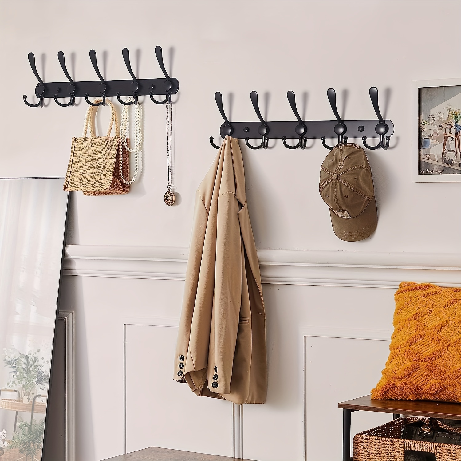 Home Storage Rack Coat Hooks Wall Mounted Coat Rack 5 Hooks - Temu