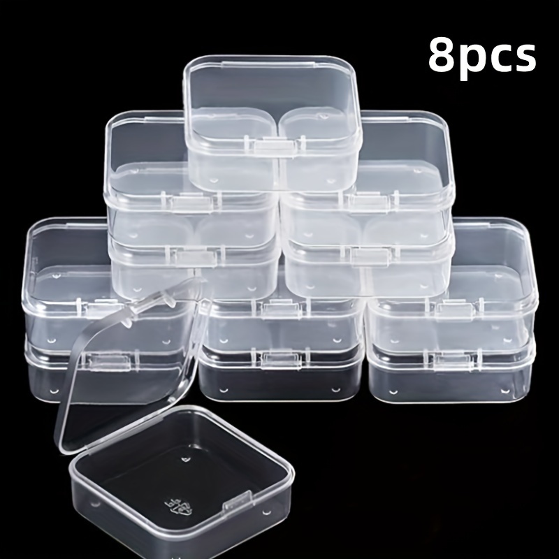 8pcs Transparent Plastic Storage Box, Small Beaded Storage Box, Flip  Organizer Case With Hinged Lid, Suitable For Jewelry Beads Parts Hardware  Accesso