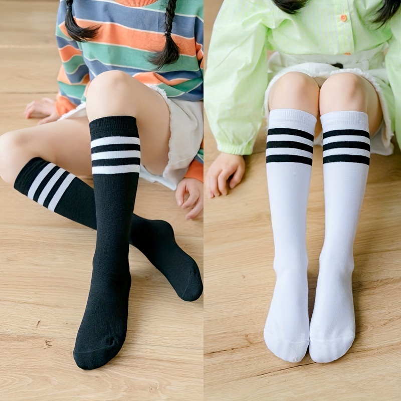 Calcetines blancos unisex hasta la rodilla hasta la rodilla, con rayas de  varios colores