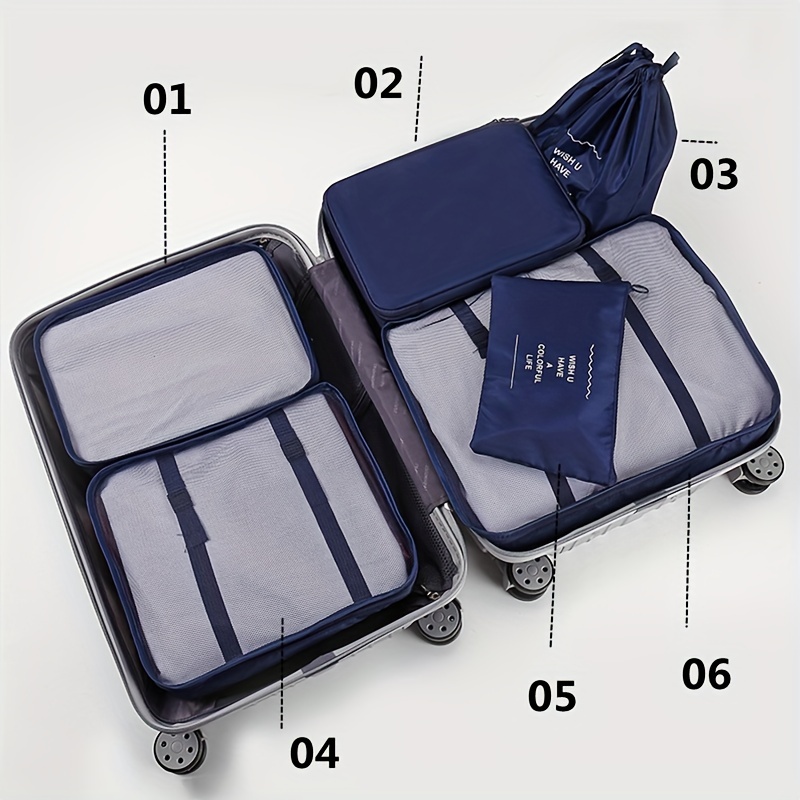 6 pezzi/set bagaglio Organizzatore Borse, viaggio imballaggio cubi
