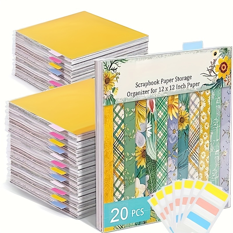 

Organisateur de Rangement Pour Papiers de Scrapbooking Transparent 12 X 12 Avec 60 Onglets Adhésifs Pour Papiers de Scrapbooking, Vinyle, Papier, Carton